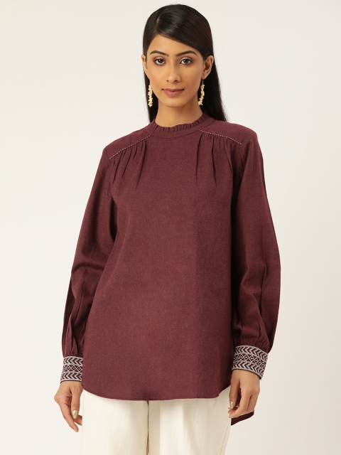

Ancestry Burgundy Solid High-Low Top