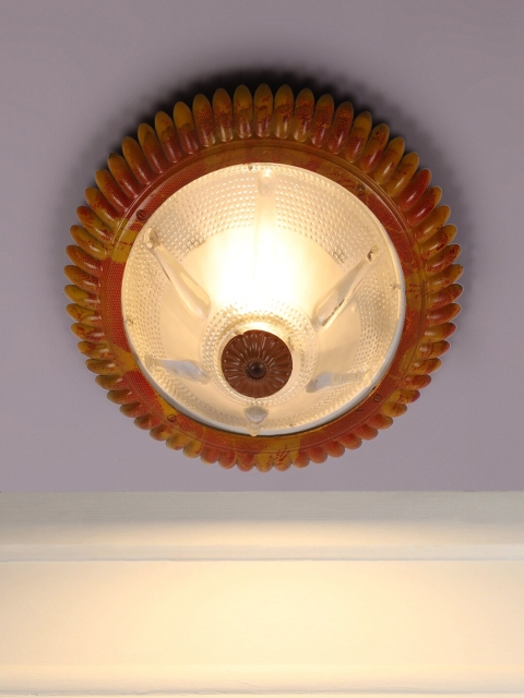 

MFD HOME FURNISHING White & Brown Glass Contemporary Ceiling Lamp