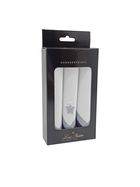 

Louis Philippe Men White & Grey Set of 3 Striped Handkerchieves