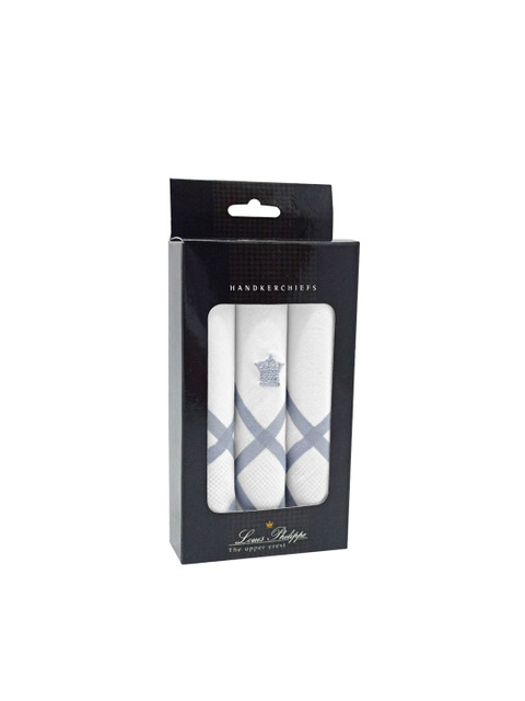 

Louis Philippe Men Pack Of 3 White & Grey Cotton Handkerchief