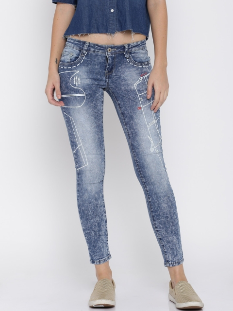 

Deal Jeans Women Blue Regular Fit Mid Rise Acid-Washed Clean Look Jeans