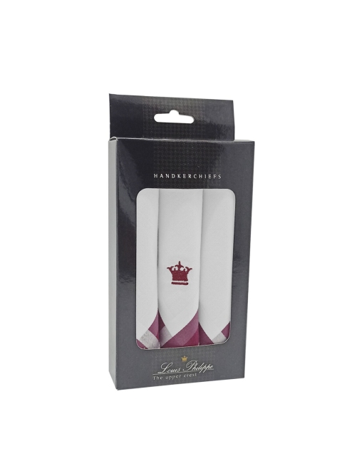 

Louis Philippe Men Pack Of 3 White & Maroon Cotton Handkerchief