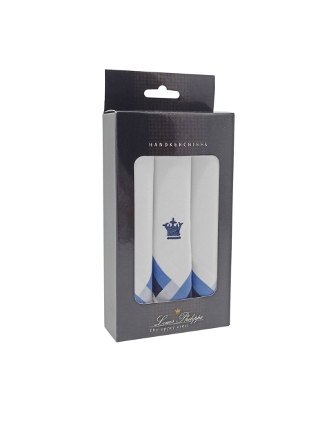 

Louis Philippe Men Pack Of 3 White & Blue Cotton Handkerchief