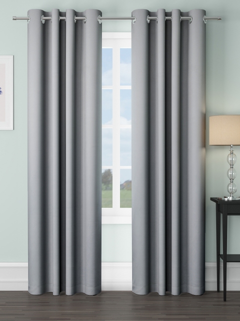 

VRINDA Grey Set of 2 Black Out Long Door Curtain