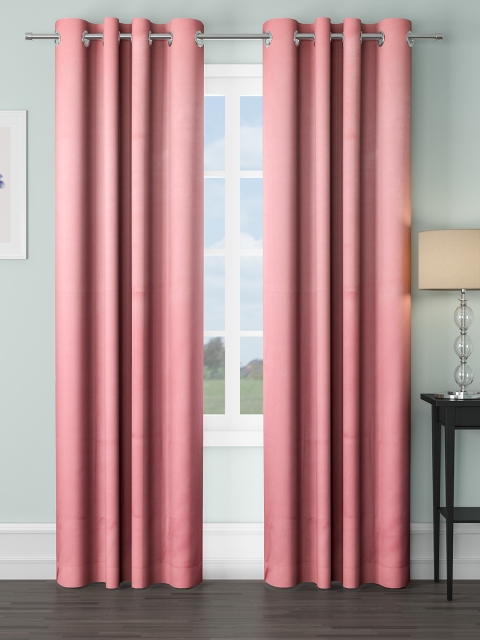 

VRINDA Pink Set of 2 Black Out Long Door Curtain