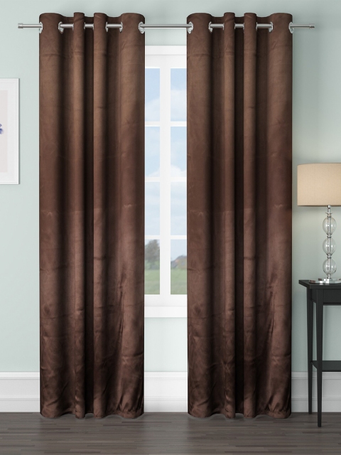 

VRINDA Coffee Brown Set of 2 Black Out Long Door Curtain