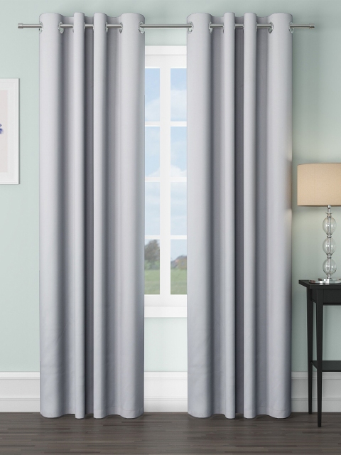 

VRINDA Grey Set of 2 Black Out Long Door Curtain