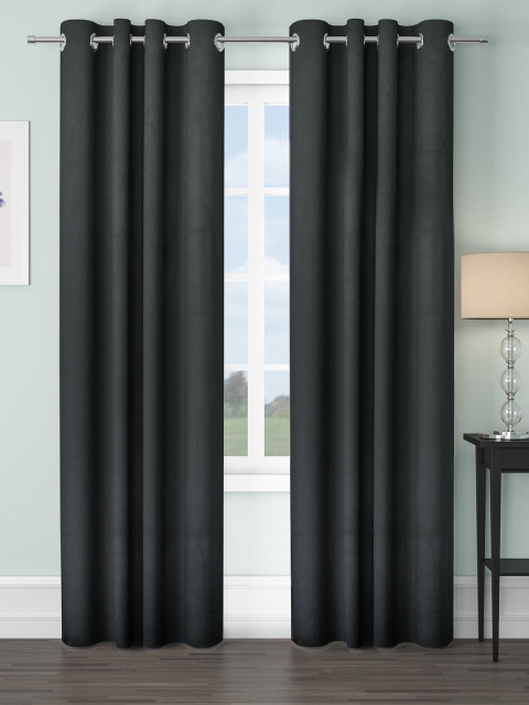 

VRINDA Black Set of 2 Black Out Long Door Curtain