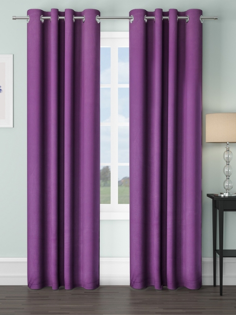 

VRINDA Set Of 2 Purple Black Out Long Door Curtain