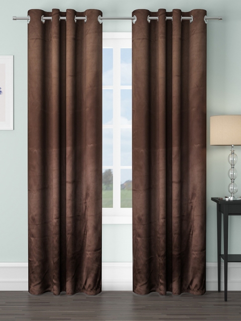 

VRINDA Set Of 2 Coffee Brown Black Out Long Door Curtain