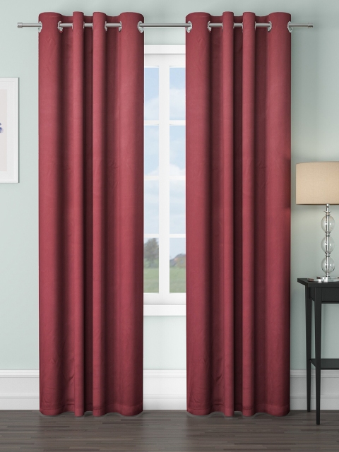 

VRINDA Maroon Set of 2 Black Out Long Door Curtain