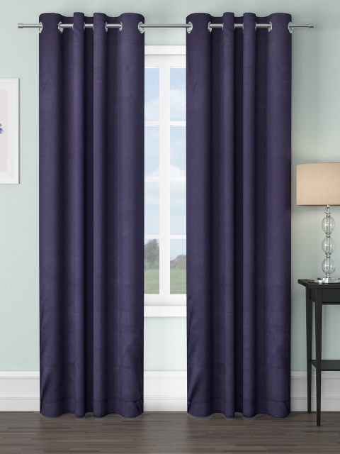 

VRINDA Navy Blue Set of 2 Black Out Long Door Curtain