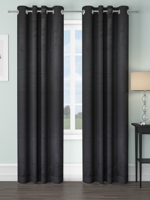 

VRINDA Black Set of 2 Black Out Long Door Curtain