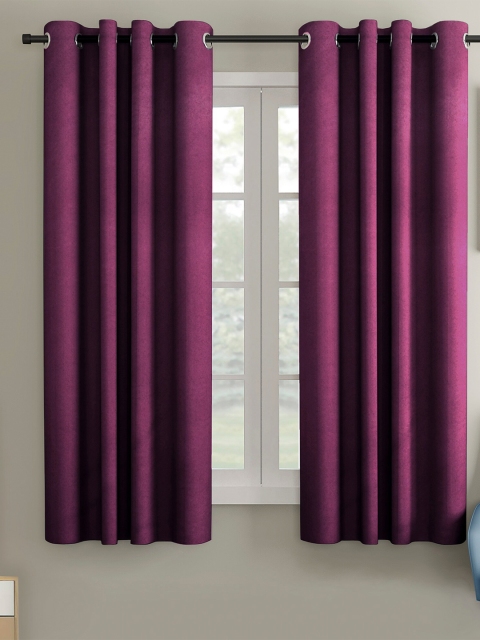 

VRINDA Burgundy Set of 2 Black Out Window Curtain