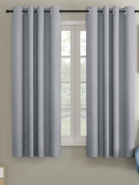 

VRINDA Set Of 2 Grey Black Out Window Curtain