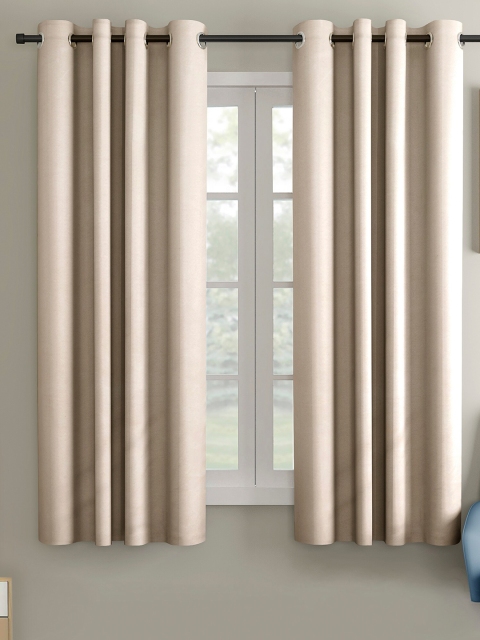 

VRINDA Beige Set of 2 Black Out Window Curtain