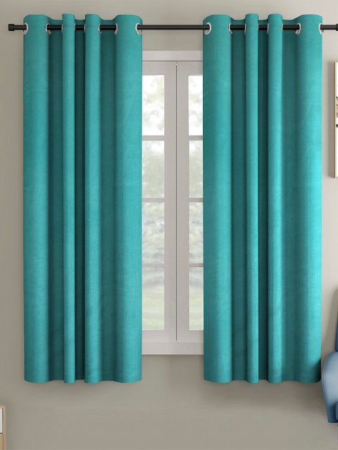 

VRINDA Set Of 2 Blue Black Out Window Curtain