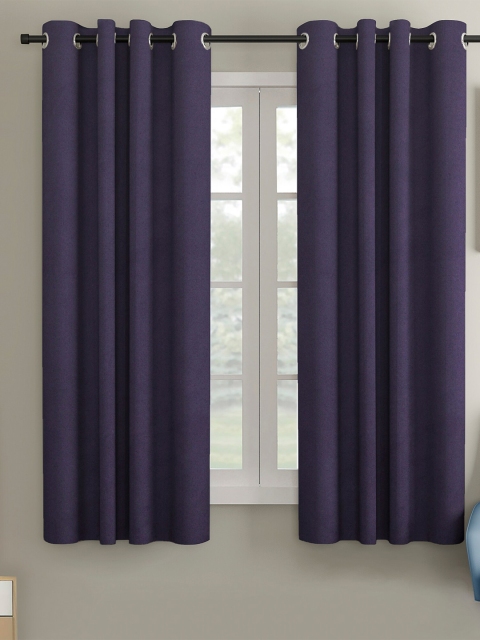 

VRINDA Set Of 2 Navy Blue Black Out Window Curtain