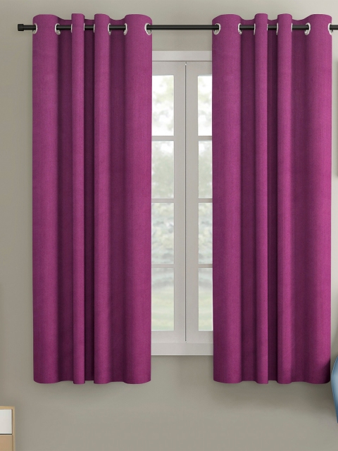 

VRINDA Burgundy Set of 2 Black Out Window Curtain