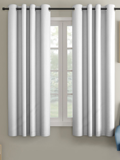 

VRINDA Set Of 2 Grey Black Out Window Curtain