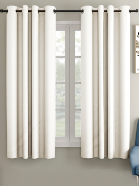 

VRINDA Off White Set of 2 Black Out Window Curtain