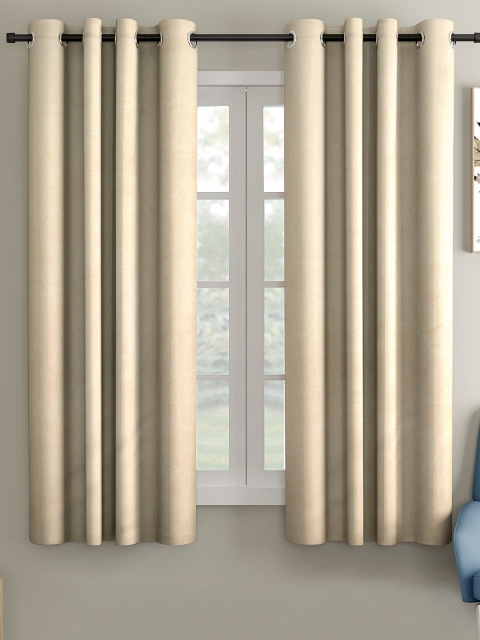 

VRINDA Beige Set of 2 Black Out Window Curtain