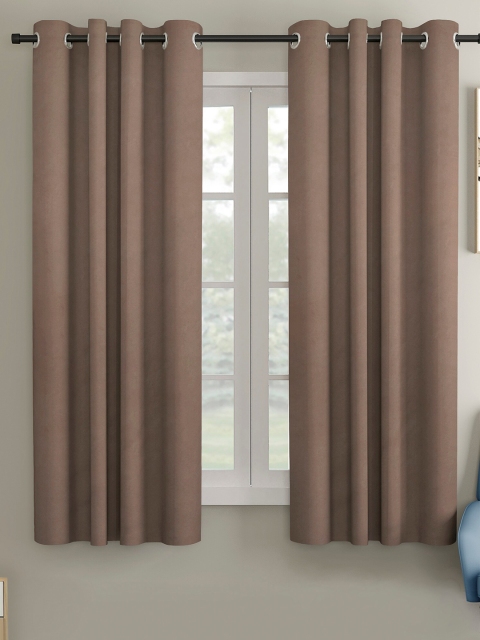 

VRINDA Tan Brown Set of 2 Black Out Window Curtain