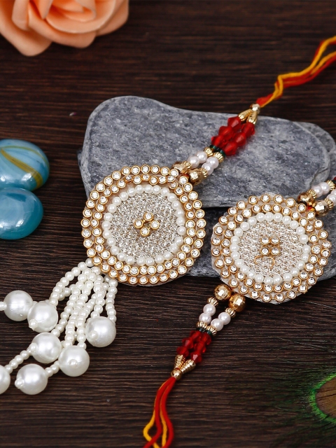 

eCraftIndia White Bhaiya Bhabhi Rakhi