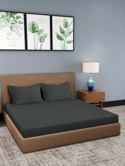 

Trident Black 300 TC Cotton King Bedsheet with 2 Pillow Covers