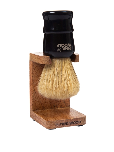 

PINK WOOLF Beige Shaving Brush Stand for Bathroom Honey Finish