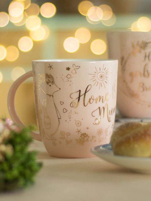 

The Wishing Chair Pink & Gold-Toned Text or Slogans Printed Bone China Glossy Mug