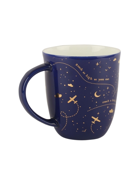 

The Wishing Chair Navy Blue & Gold-Toned Printed Bone China Glossy Mugs 320 ml