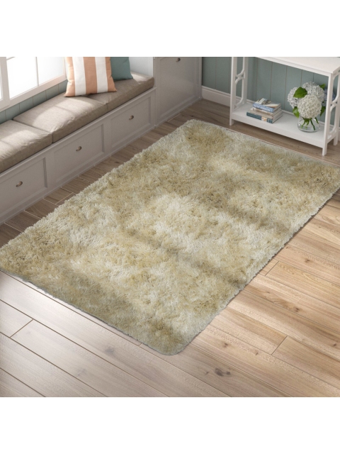 

SANDED EDGE Cream-Coloured Solid Shaggy Handcrafted Carpet