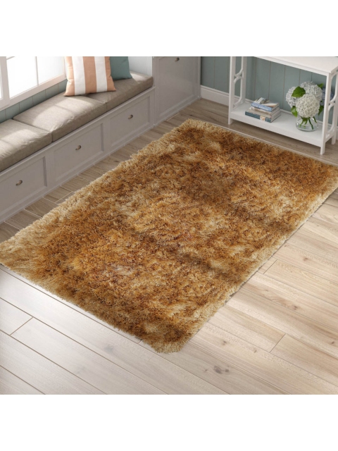 

SANDED EDGE Tan Brown Solid Shaggy Handcrafted Carpet