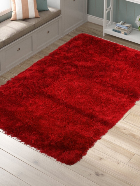 

SANDED EDGE Red Solid Shaggy Handcrafted Carpet
