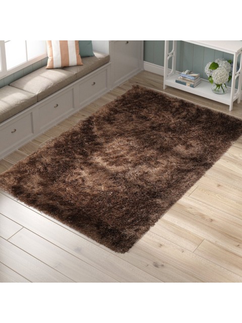 

SANDED EDGE Brown Solid Handcrafted Shaggy Carpet