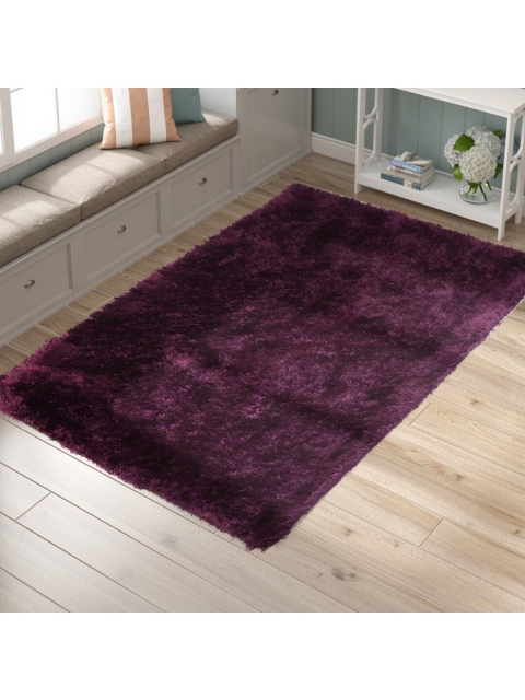 

SANDED EDGE Purple Solid Shaggy Handcrafted Carpet