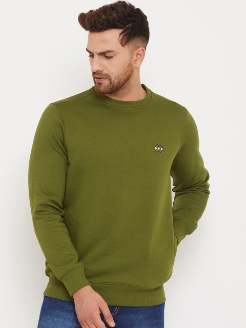 

98 Degree North Men Green Solid Sweatshirt