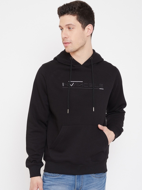 

98 Degree North Men Black Embroidered Hooded Pullover Sweatshirt