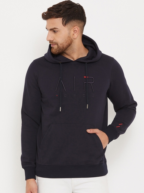 

98 Degree North Men Navy Blue Hooded Sweatshirt