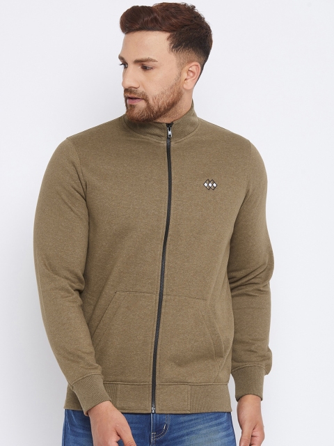 

98 Degree North Men Brown Solid Open Front Sweatshirt