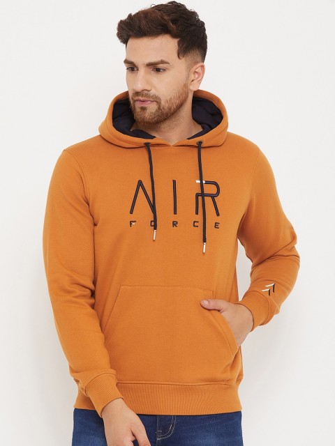 

98 Degree North Men Rust Printed Hooded Sweatshirt