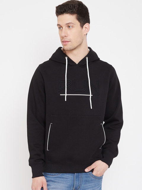 

98 Degree North Men Black & White Embroidered Hooded Sweatshirt