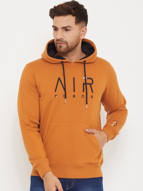

98 Degree North Men Rust Printed Hooded Sweatshirt