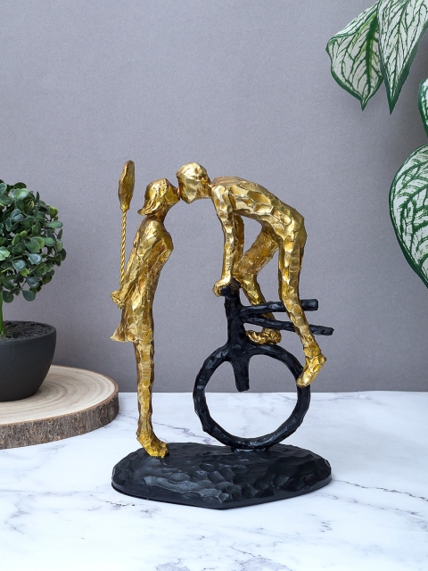 

Golden Peacock Gold-Toned & Navy Blue Charming Couple Sculpture Decorative Showpiece
