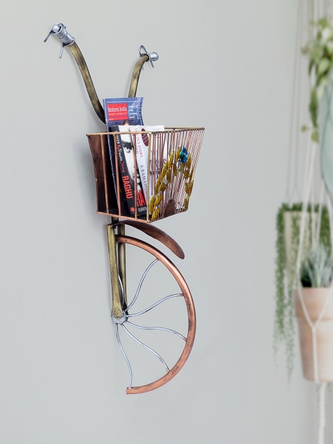 

Golden Peacock Multcoloured Cycle Style Iron Wall Mounted Multi-Utility Organiser Stand
