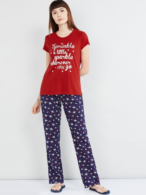 

max Women Red & White Night suit