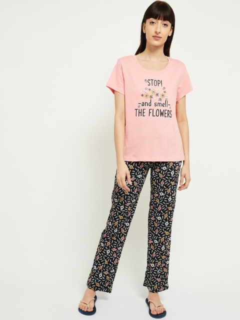 

max Women Pink & Black Printed Night suit MG01APINK