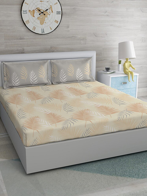 

Duroflex Brown & Grey 120 TC Cotton Antibacterial King Bedsheet with 2 Pillow Covers