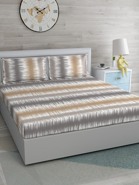 

Duroflex Brown & Grey 120 TC King Bedsheet with 2 Pillow Covers